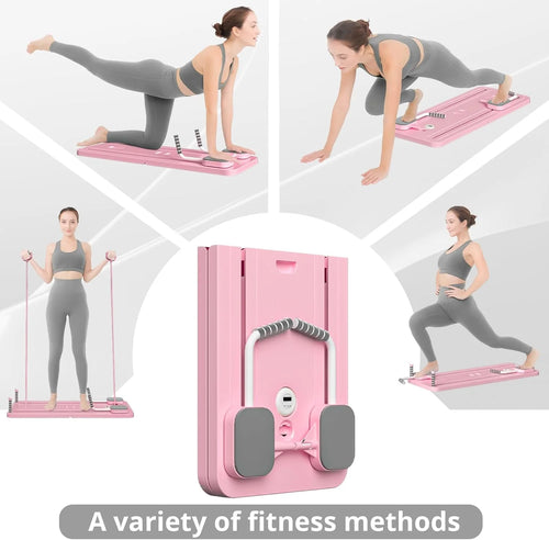 Board - 2024  Reformer Set, Multi-Purpose Foldable  Reformer Board for Home, 5 in 1  Sliding Board (Pink)