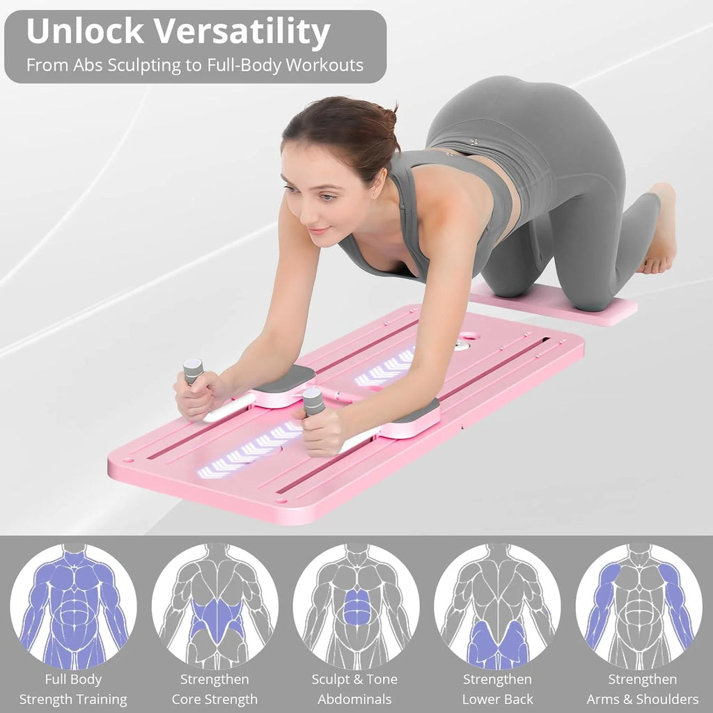 Board - 2024  Reformer Set, Multi-Purpose Foldable  Reformer Board for Home, 5 in 1  Sliding Board (Pink)